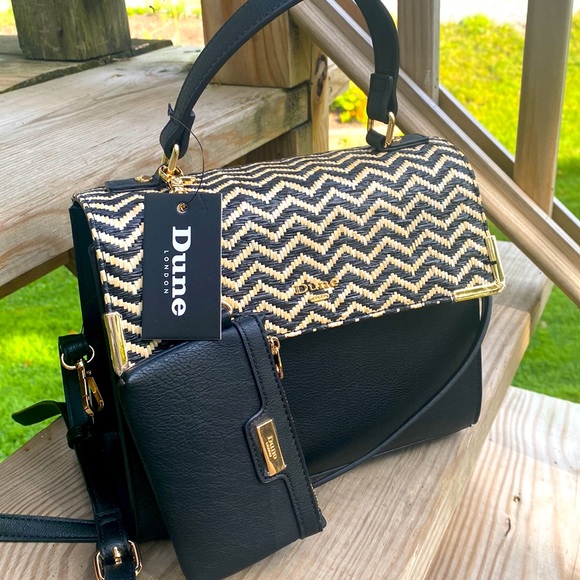 Dune London Bags Dune London Crossbody Satchel W Coin Purse Black Raffia Top Poshmark